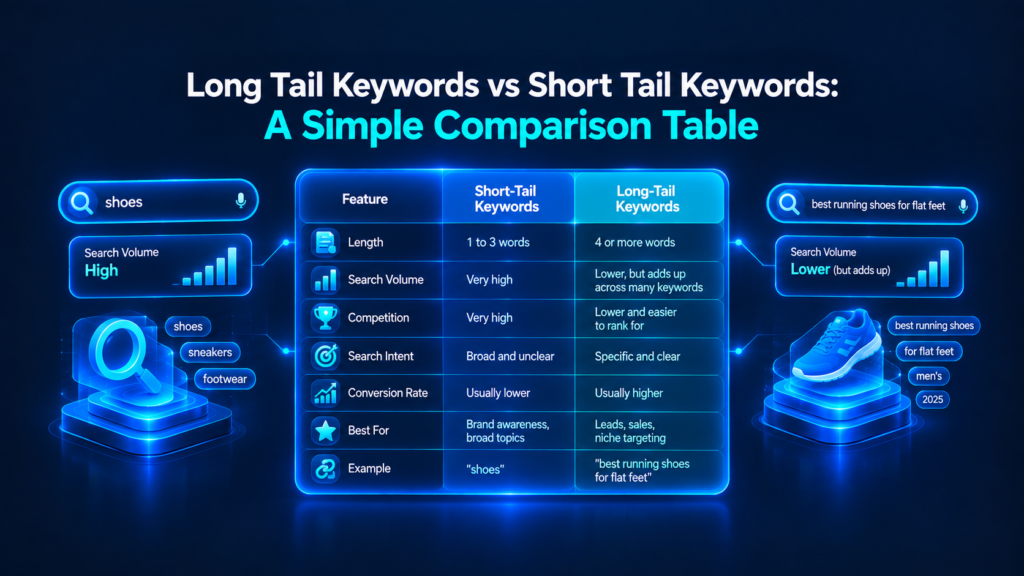 Comparison of Long-Tail vs Short-Tail Keywords